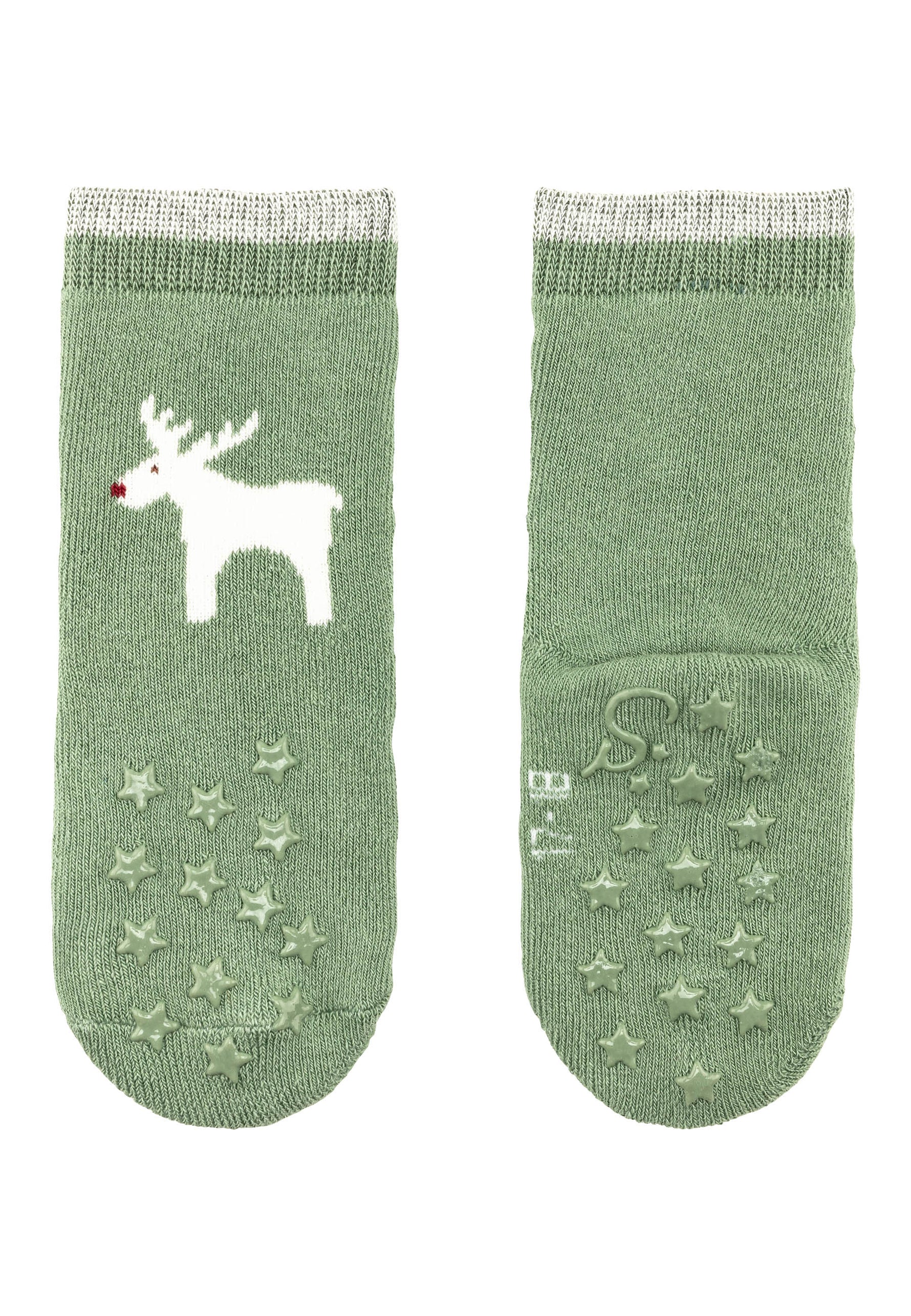 Sterntaler ABS-Socken mit festlichem Weihnachtsmotiv bieten sicheren Halt und weihnachtlichen Charme für kleine Füße.