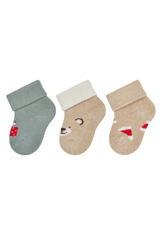 Dieses 3er-Set Weihnachts-Erstlingssocken von Sterntaler bietet liebevollen Komfort und festlichen Stil für die Kleinsten.