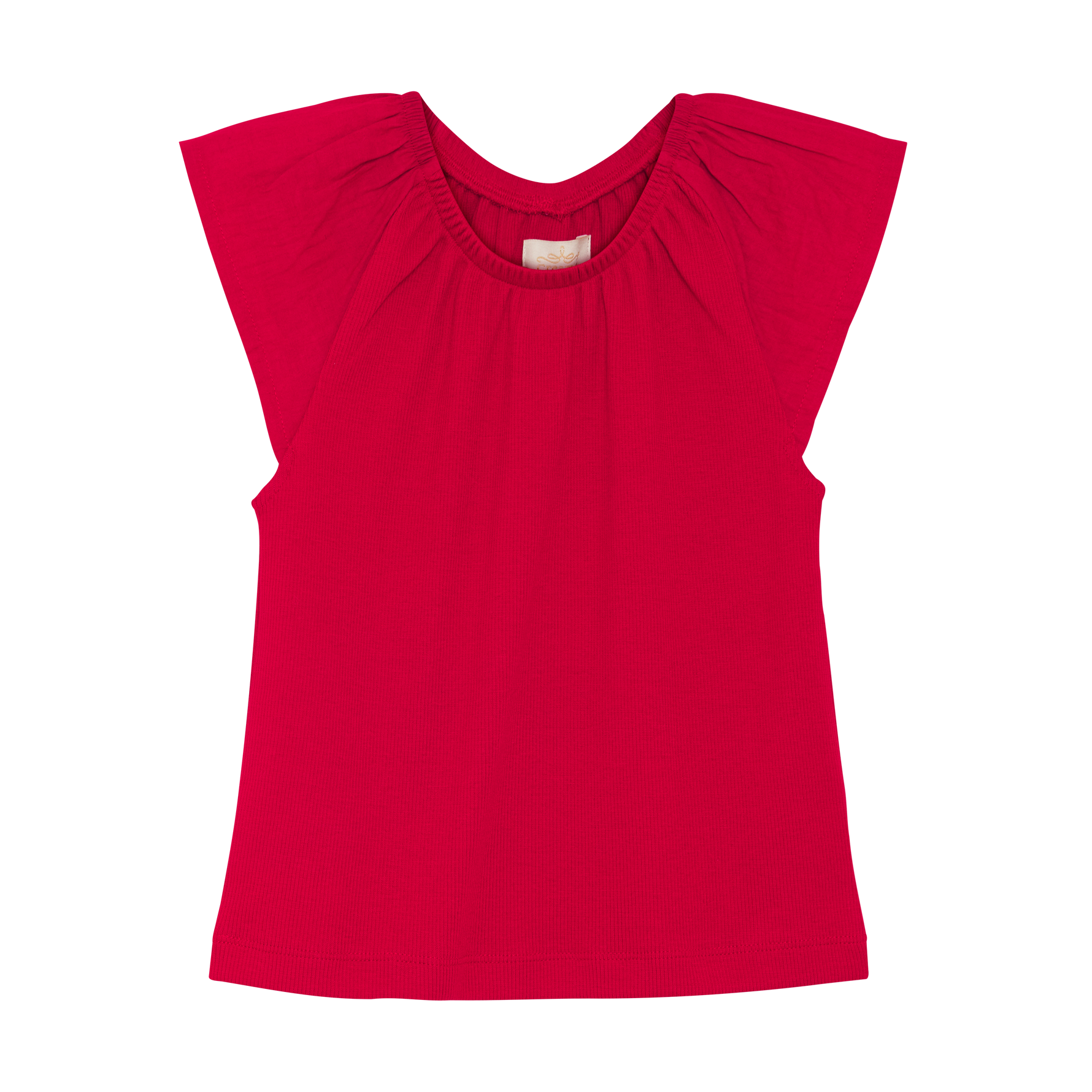 Rotes Ribbed-Top von Creamie – zeitlos und vielseitig einsetzbar. Die gerippte Struktur sorgt für Komfort und Bewegungsfreiheit im Alltag.