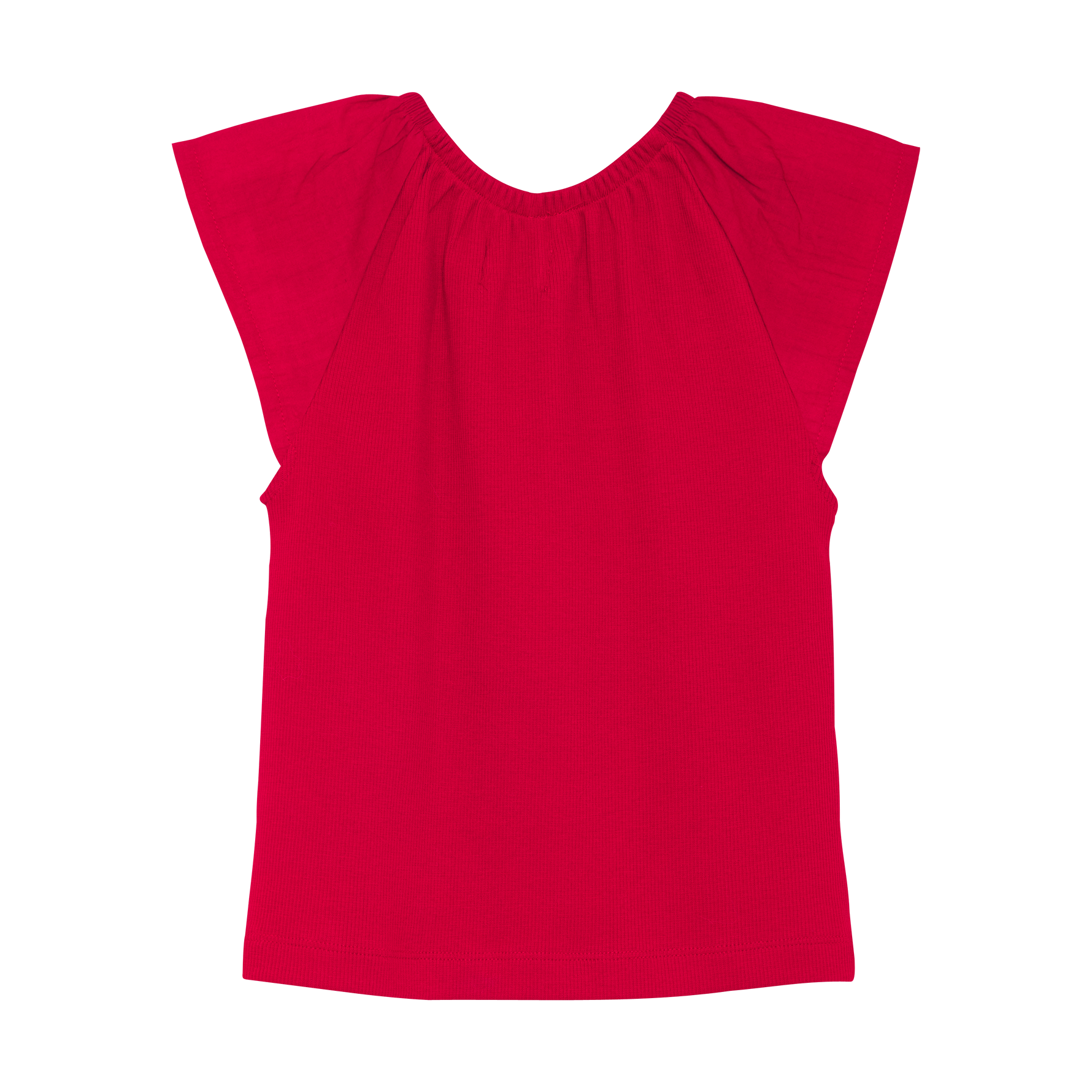 Rotes Ribbed-Top von Creamie – zeitlos und vielseitig einsetzbar. Die gerippte Struktur sorgt für Komfort und Bewegungsfreiheit im Alltag.