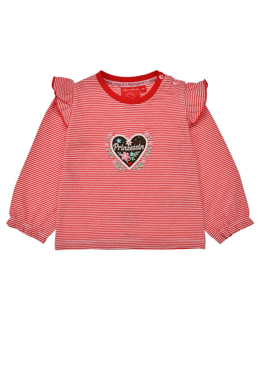 T-Shirt langarm geringelt 'Prinzessin' von Bondi – klassisches Design mit zeitlosem Streifenmuster. Das weiche Single-Jersey bietet optimalen Tragekomfort für jeden Tag. Die langen Ärmel machen es perfekt für kühlere Jahreszeiten und vielseitige Styling-Möglichkeiten.