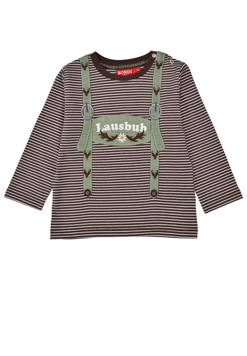 Klassisches Langarm-T-Shirt mit charmanten Traktor-Motiv und feinen Streifen von Bondi. Das weiche Single-Jersey aus 100% Baumwolle bietet optimalen Tragekomfort für Kinder. Perfekt für den Alltag – robust, pflegeleicht und zeitlos schön.