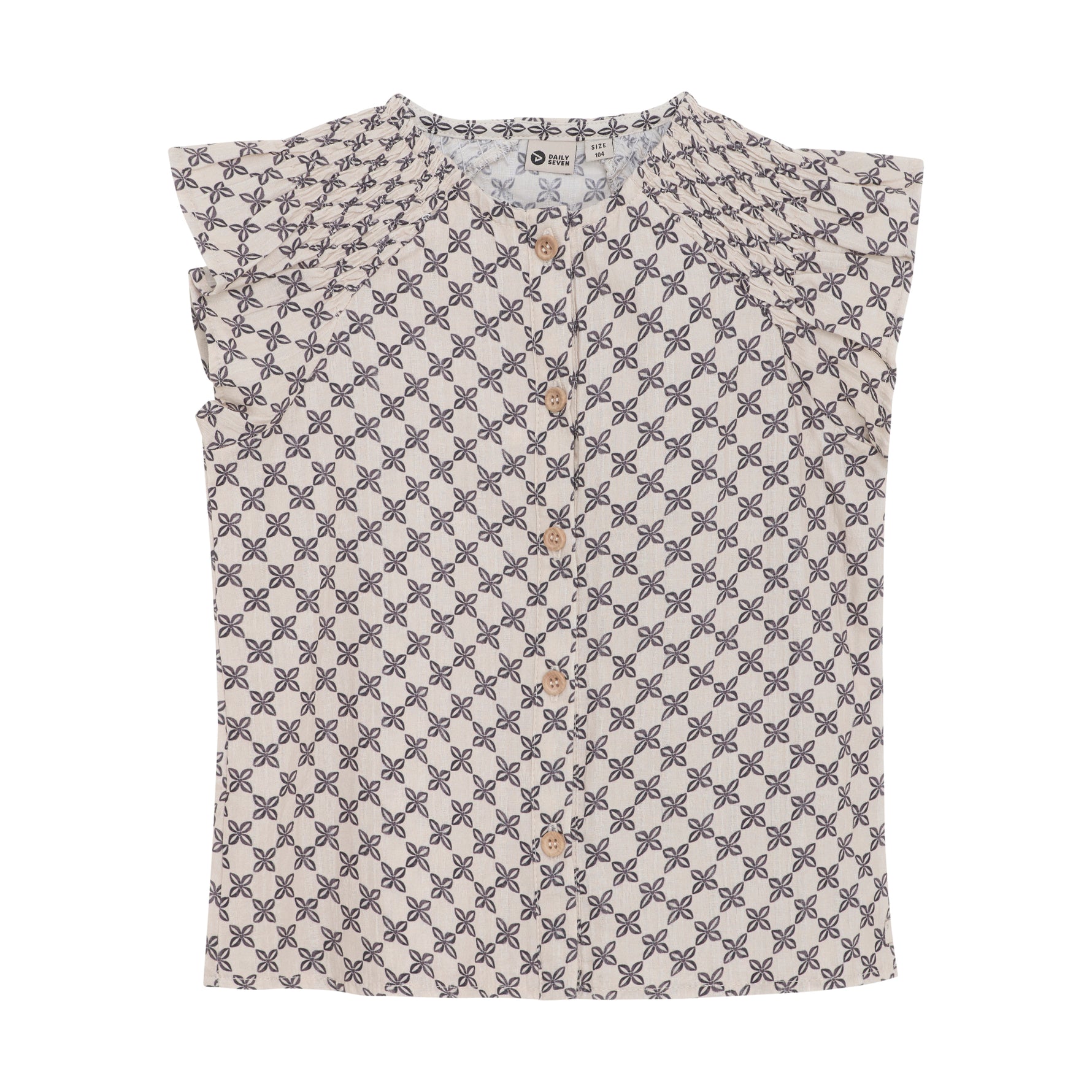 Dieses wunderschöne sommerliche Kurzarm-Shirt aus der Kollektion von Daily Seven ist ein echter Hingucker. Das schöne Muster, das das gesamte Shirt überzieht, sorgt für einen frischen und stylischen Look.