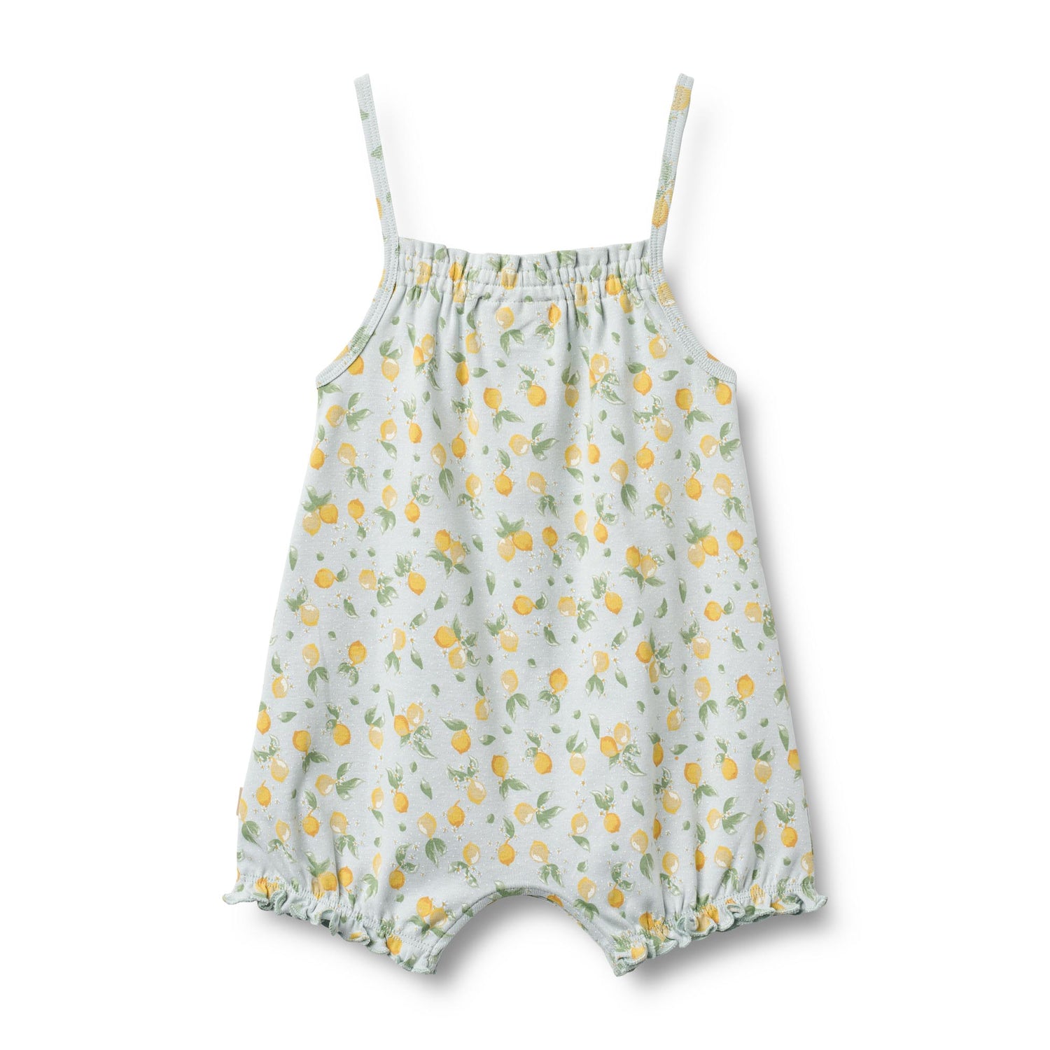 Spieler Zitronen AOP von WHEAT Das Playsuit Senia besticht durch sein frisches Zitronenmuster und überzeugt mit höchster Qualität. Gefertigt aus 100% Bio-Baumwolle, bietet es maximalen Komfort und Hautfreundlichkeit für den ganzen Tag. Das organische Material ist sanft zur Haut und umweltbewusst produziert. Perfekt für warme Tage – ein vielseitiges Lieblingsstück.
