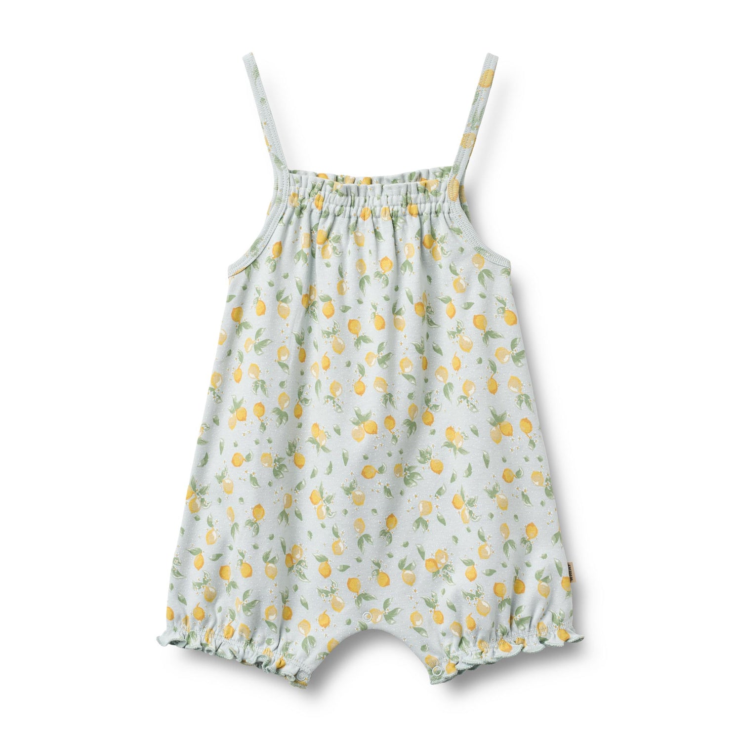 Spieler Zitronen AOP von WHEAT Das Playsuit Senia besticht durch sein frisches Zitronenmuster und überzeugt mit höchster Qualität. Gefertigt aus 100% Bio-Baumwolle, bietet es maximalen Komfort und Hautfreundlichkeit für den ganzen Tag. Das organische Material ist sanft zur Haut und umweltbewusst produziert. Perfekt für warme Tage – ein vielseitiges Lieblingsstück.
