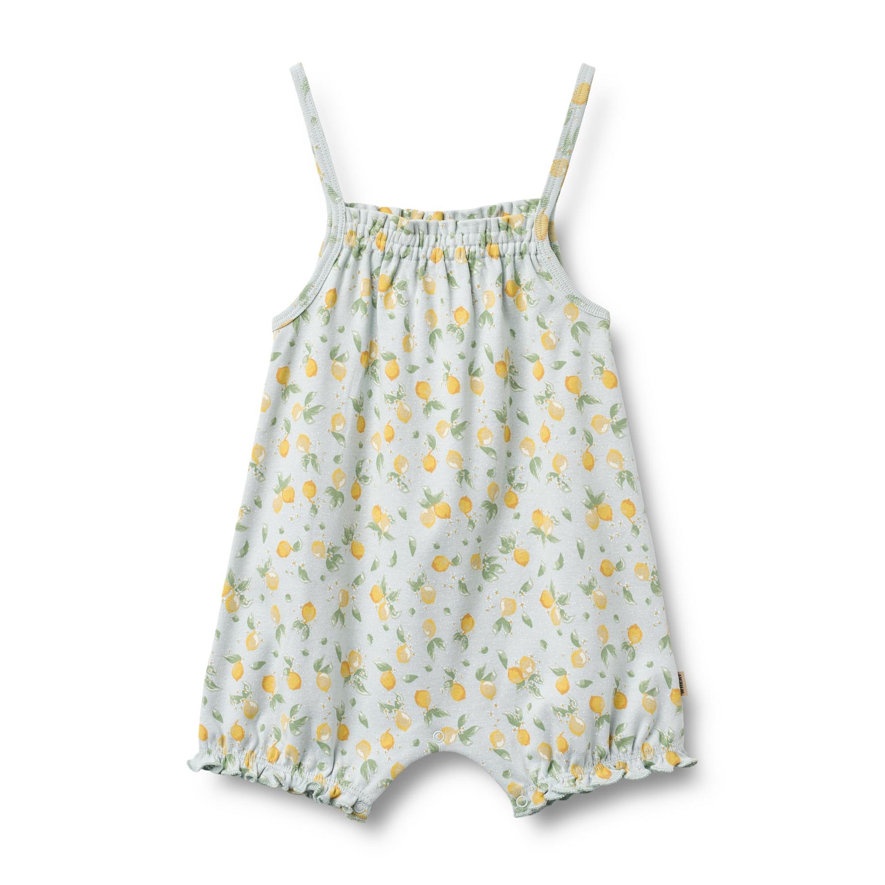 Spieler Zitronen AOP von WHEAT Das Playsuit Senia besticht durch sein frisches Zitronenmuster und überzeugt mit höchster Qualität. Gefertigt aus 100% Bio-Baumwolle, bietet es maximalen Komfort und Hautfreundlichkeit für den ganzen Tag. Das organische Material ist sanft zur Haut und umweltbewusst produziert. Perfekt für warme Tage – ein vielseitiges Lieblingsstück.
