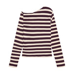 Elegantes gestreiftes Longsleeve mit Off-Shoulder-Schnitt von Indian Blue Jeans. Die Kombination aus 96% Baumwolle und 4% Elastane bietet optimalen Komfort und Bewegungsfreiheit. Das trendige Design mit Schulterfreischnitt ist perfekt für stilbewusste Looks im Alltag und bei besonderen Anlässen.