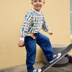 Langarm Sweatshirt mit All-Over Skateboard Print von MINYMO.