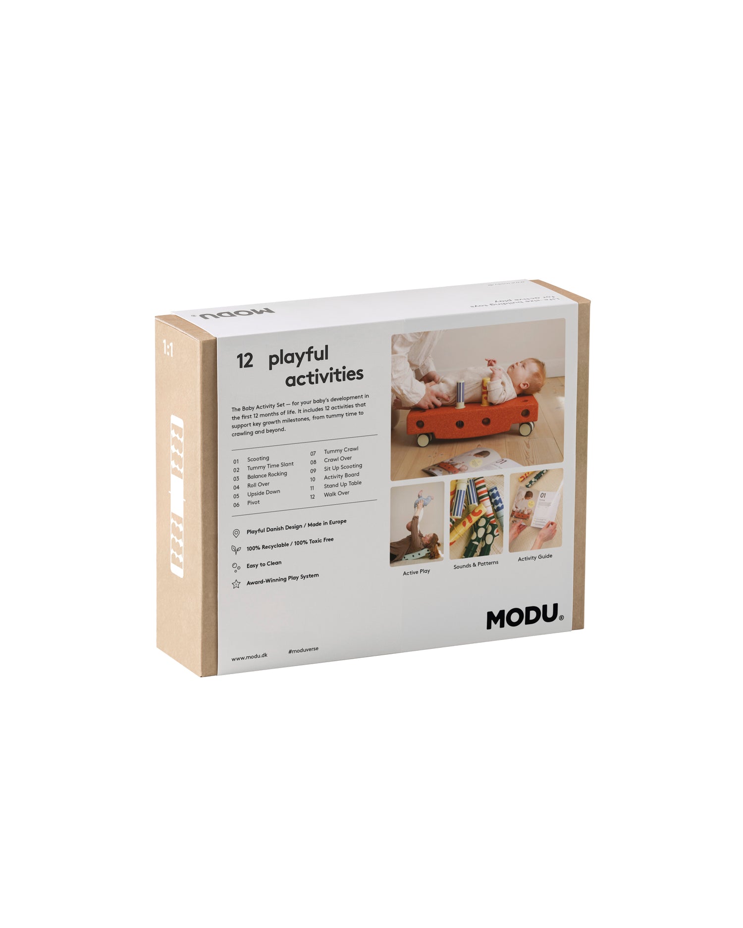 MODU Baby-Aktivitätsset – 12 spielerische Aktivitäten für die ersten 12 Lebensmonate. Dieses Set wurde von Experten für Babyentwicklung entwickelt und enthält einen umfassenden Leitfaden mit Werkzeugen, Wissen und Übungen, die die wichtigsten Wachstumsmeilensteine ​​Ihres Babys unterstützen; von der Bauchzeit bis zum Krabbeln und darüber hinaus. Als Teil der Erfahrung erhalten Sie speziell Entworfene Rasselstifte mit lustigen Geräuschen und Mustern, perfekt für sensorische Stimulation und Erkundung. Willkom