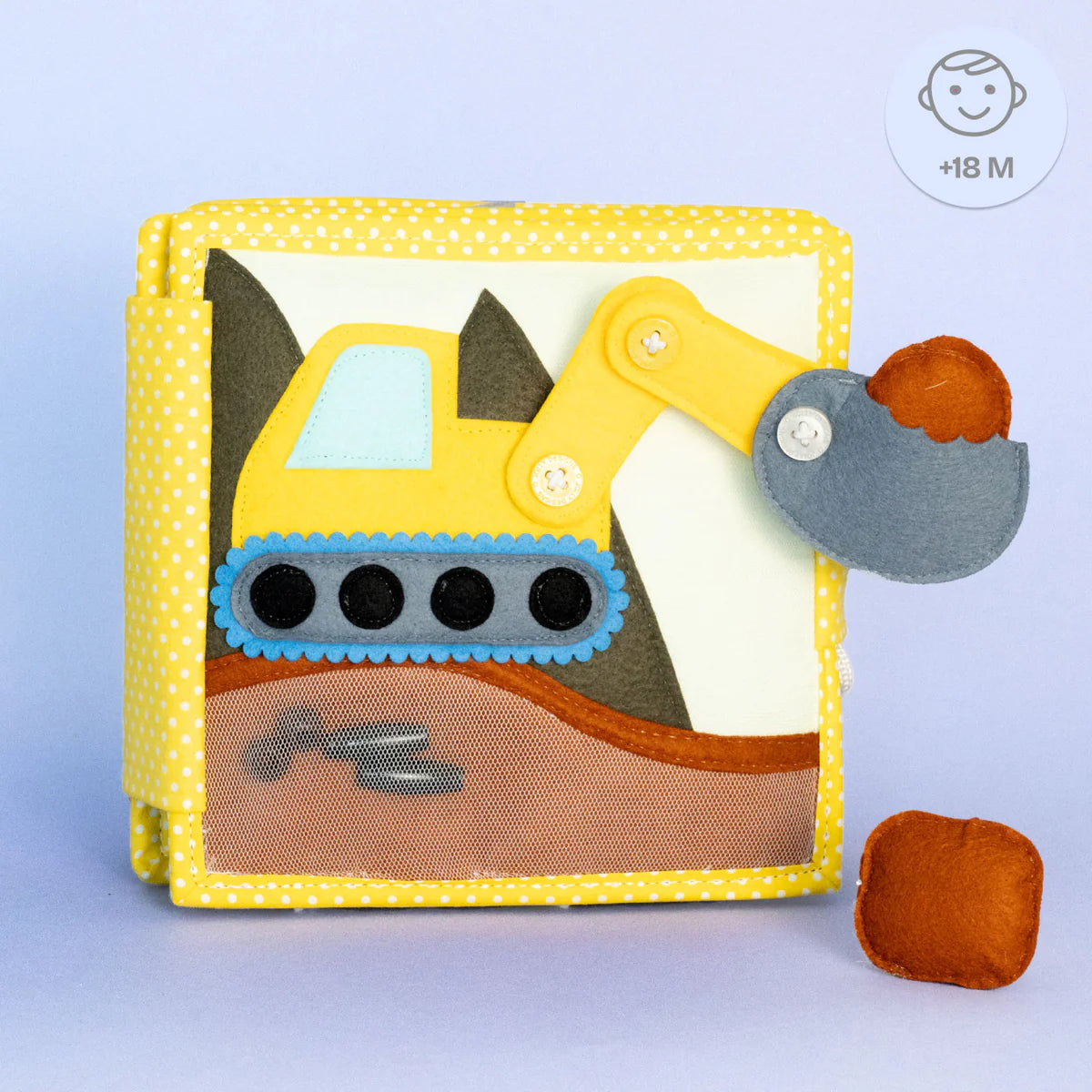 Tauche ein in die aufregende Welt des&nbsp;Mini Quiet Book "Mein erster Bagger" von Jolly Designs! Dieses liebevoll handgefertigte Buch ist speziell für kleine Baumeister ab 18 Monaten konzipiert. Hergestellt aus kinderfreundlichen, OEKO-TEX® zertifizierten Materialien, bietet es sicheren Spielspaß und fördert spielerisch die motorische und kognitive Entwicklung deines Kindes.
