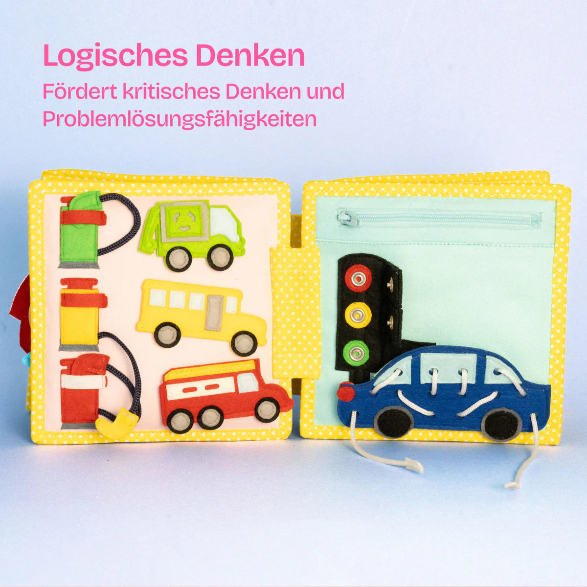 Tauche ein in die aufregende Welt des&nbsp;Mini Quiet Book "Mein erster Bagger" von Jolly Designs! Dieses liebevoll handgefertigte Buch ist speziell für kleine Baumeister ab 18 Monaten konzipiert. Hergestellt aus kinderfreundlichen, OEKO-TEX® zertifizierten Materialien, bietet es sicheren Spielspaß und fördert spielerisch die motorische und kognitive Entwicklung deines Kindes.
