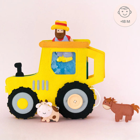 Auf unserem großen, gelben Travel Buddy Traktor gibt es viel zu tun und einiges zu entdecken. Mit dem lustigen Bauern und seinen niedlichen Tieren können unterschiedliche Fähigkeiten ausgebaut werden. Dieser Travel Buddy macht Freude und ist ein pädagogisch wertvolles Spielzeug.
