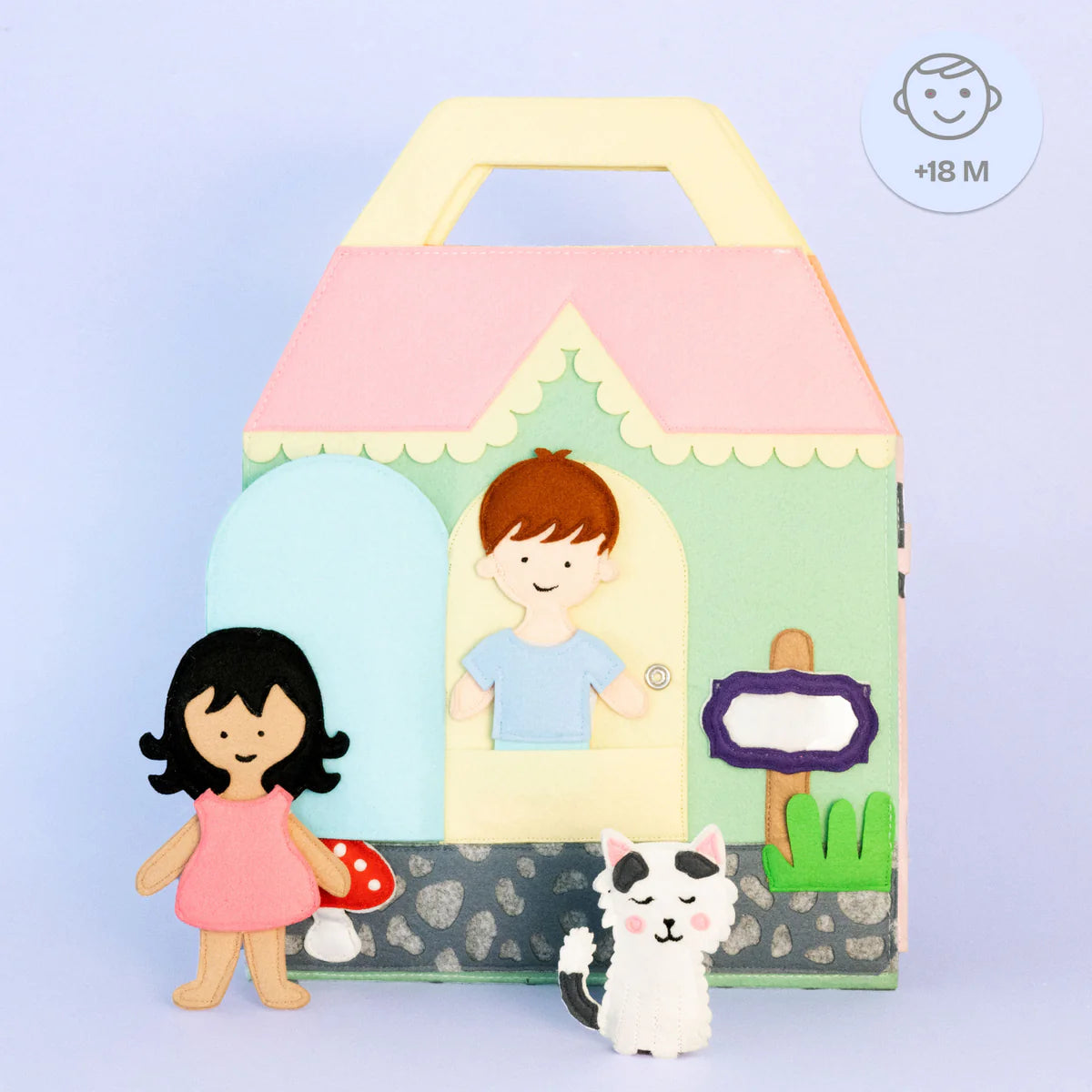 Willkommen im Travel Buddy Puppenhaus. Die liebevoll gestalteten Räume laden zu einem fantasievollen Rollenspiel ein. Die 3 Fingerpuppen begleiten durch Alltagssituationen und bringen Freude und Spielspaß.