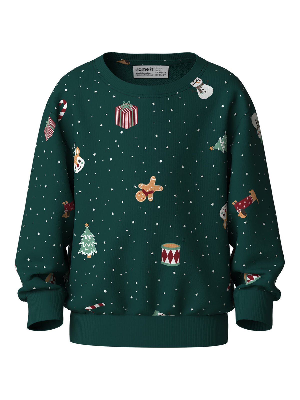 Mit festlichem Design und hochwertiger Verarbeitung ist dieses grüne Weihnachts-Sweatshirt von name it der perfekte Begleiter für die Adventszeit. Das kuschelig weiche Material aus 100% Baumwolle bietet maximalen Tragekomfort und Atmungsaktivität. Ideal für gemütliche Winterstunden und festliche Anlässe.