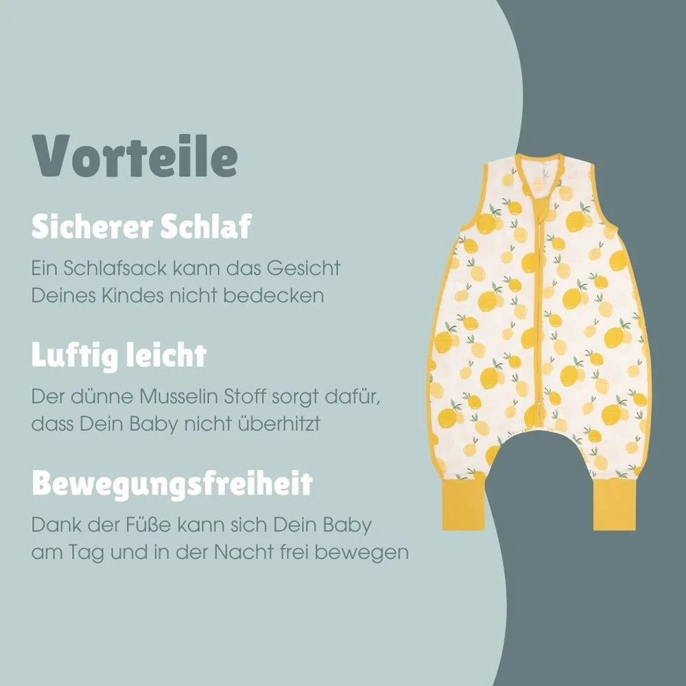 Das weiche Material der 0.5 TOG Musselin-Schlafsäcke besteht aus 100% Bio-Baumwolle. Das hält Deinen Schatz die ganze Nacht kuschelig warm und ist gleichzeitig federleicht und atmungsaktiv. Außerdem bietet der Schlafsack maximale Bewegungsfreiheit. So kann Dein Baby ungestört träumen.