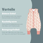 Der Schlafsack aus 100% Bio-Baumwolle mit 1.0 TOG hält Dein Baby warm, leicht und atmungsaktiv. Er bietet maximale Bewegungsfreiheit und sorgt für sicheren Schlaf, da das Gesicht frei bleibt und der Schlafsack nicht verrutschen kann. Der Komfort-Reißverschluss schützt das Kinn, während weiche Abschlüsse am Hals und den Armen für angenehmes Tragegefühl sorgen. Ideal für ruhige Nächte und entspanntes Träumen.