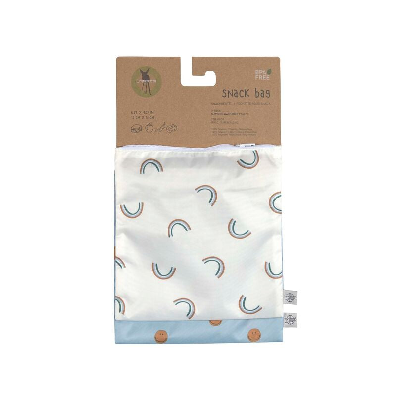 Der hellblaue, wiederverwendbare BPA-freie Frühstücksbeutel mit Reißverschluss ist praktisch und nachhaltig zugleich. Der 2er Pack eignet sich perfekt für das Verstauen von Broten, Obst, Gemüse und Gebäck.