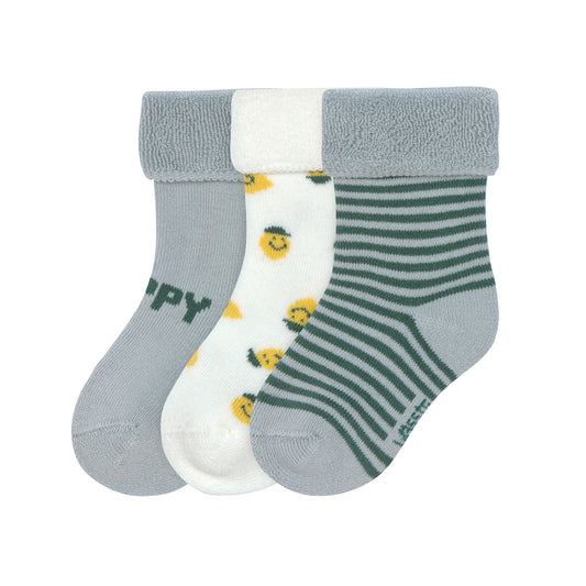 Die GOTS-zertifizierten Kinder Terry Socken in Hellblau mit einem hohen Anteil an Baumwolle (bio) machen jedes Outfit zum absoluten Hingucker. Atmungsaktiv. Hautsympathisch. Leichtes An- und Ausziehen. Flache Zehennaht. Kuscheliger Frottierflausch.