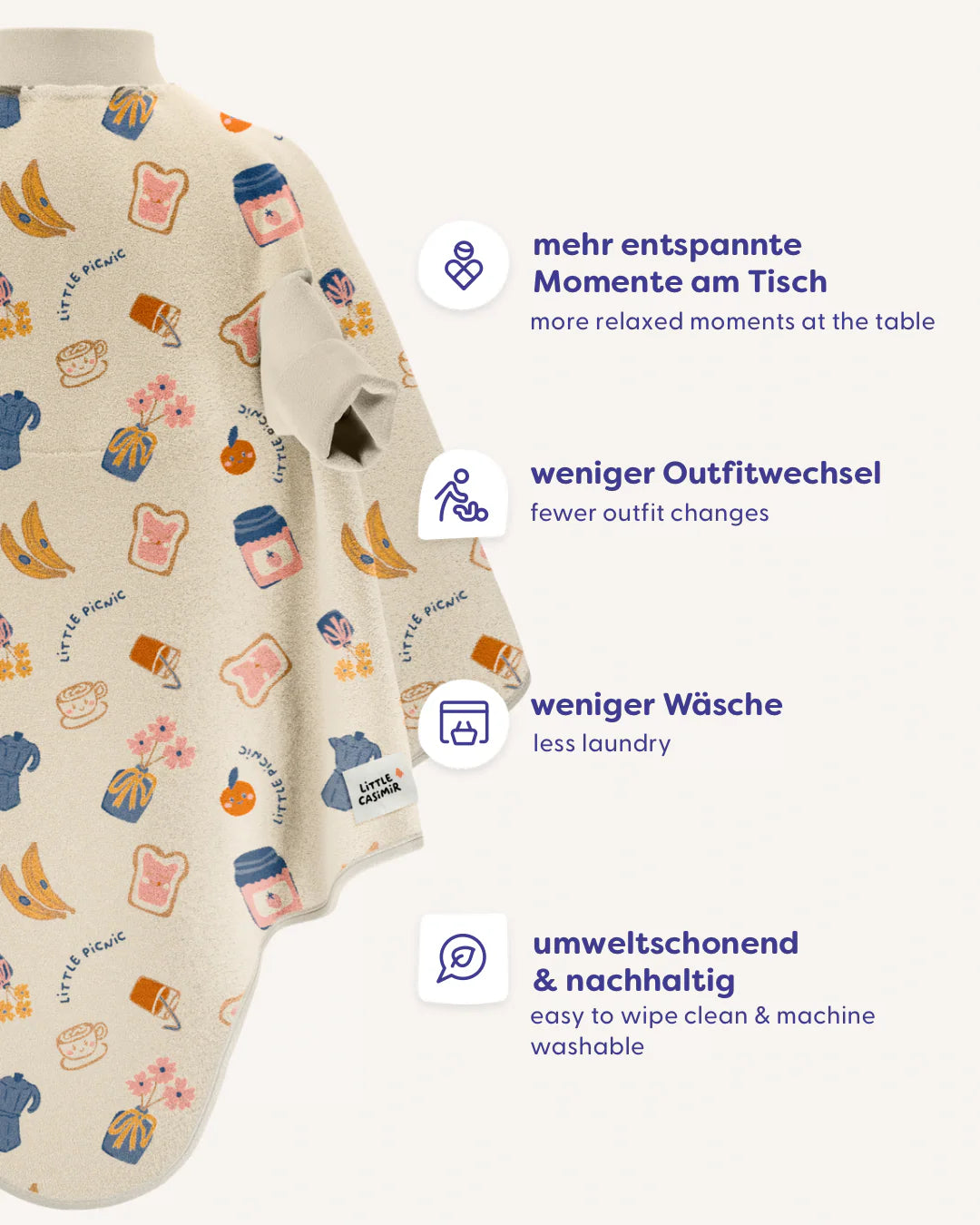 Mit unserer „BOO“ Signature Kollektion möchten wir mehr Freiheit im Alltag für Eltern und Kinder schaffen. Weniger Outfitwechsel, weniger Wäsche und mehr entspannte Momente am Tisch.&nbsp;Ein Lätzchen, das sich gut anfühlt. Für Kinder und für Eltern.