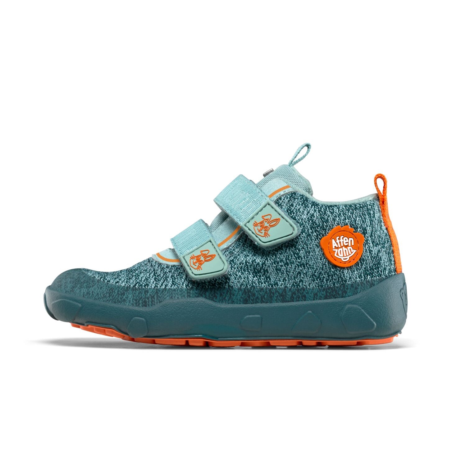 Der ideale Begleiter für die herbstliche Übergangszeit: Unser bunter Barfußschuh Happy von Affenzahn ist wasserdicht &amp; kalt gefüttert. Einfach mit Klettverschlüssen auf und zu zumachen. - Obermaterial: bluesign®-zertifiziertes Polyester Knit