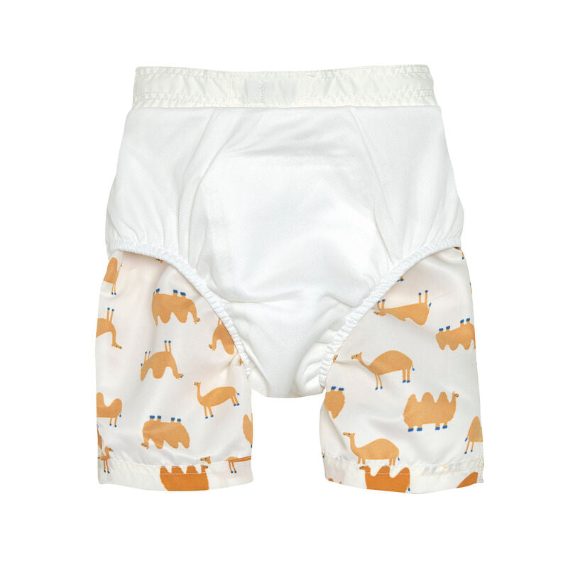 Die weiße UV Badehose für Kinder mit UV Schutz 80 sorgt dank der integrierten Schwimmwindel, des breiten Hosenbundes und der nahtlose Verarbeitung im Inneren für ein angenehmes Tragegefühl und Badespaß.