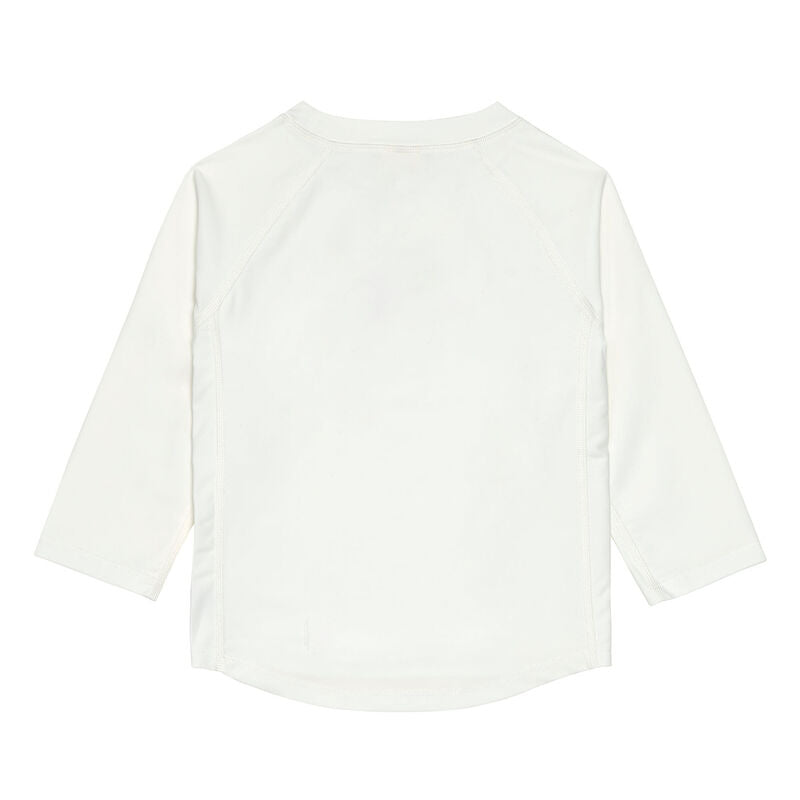 Das weiße, langärmelige Kinder UV Shirt mit UV-Schutz 60 kommt mit einem Kamel Print und extra weichem Stoff. Das atmungsaktive und schnelltrocknende Material sorgt für eine angenehme Passform und Badespaß
