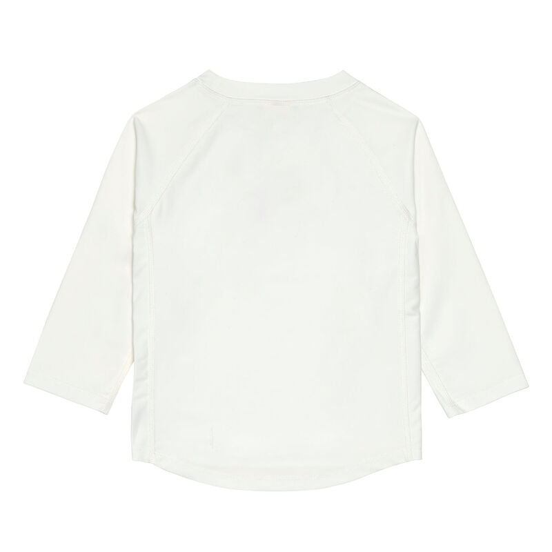 Das weiße, langärmelige Kinder UV Shirt mit UV-Schutz 60 kommt mit einem Mond Print und extra weichem Stoff. Das atmungsaktive und schnelltrocknende Material sorgt für eine angenehme Passform und Badespaß