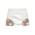 Die kurze Baby Badehose in Braun sorgt dank der integrierten Schwimmwindel, des breiten Bundes und der nahtlosen Verarbeitung im Inneren für ein angenehmes Tragegefühl und Badespaß.