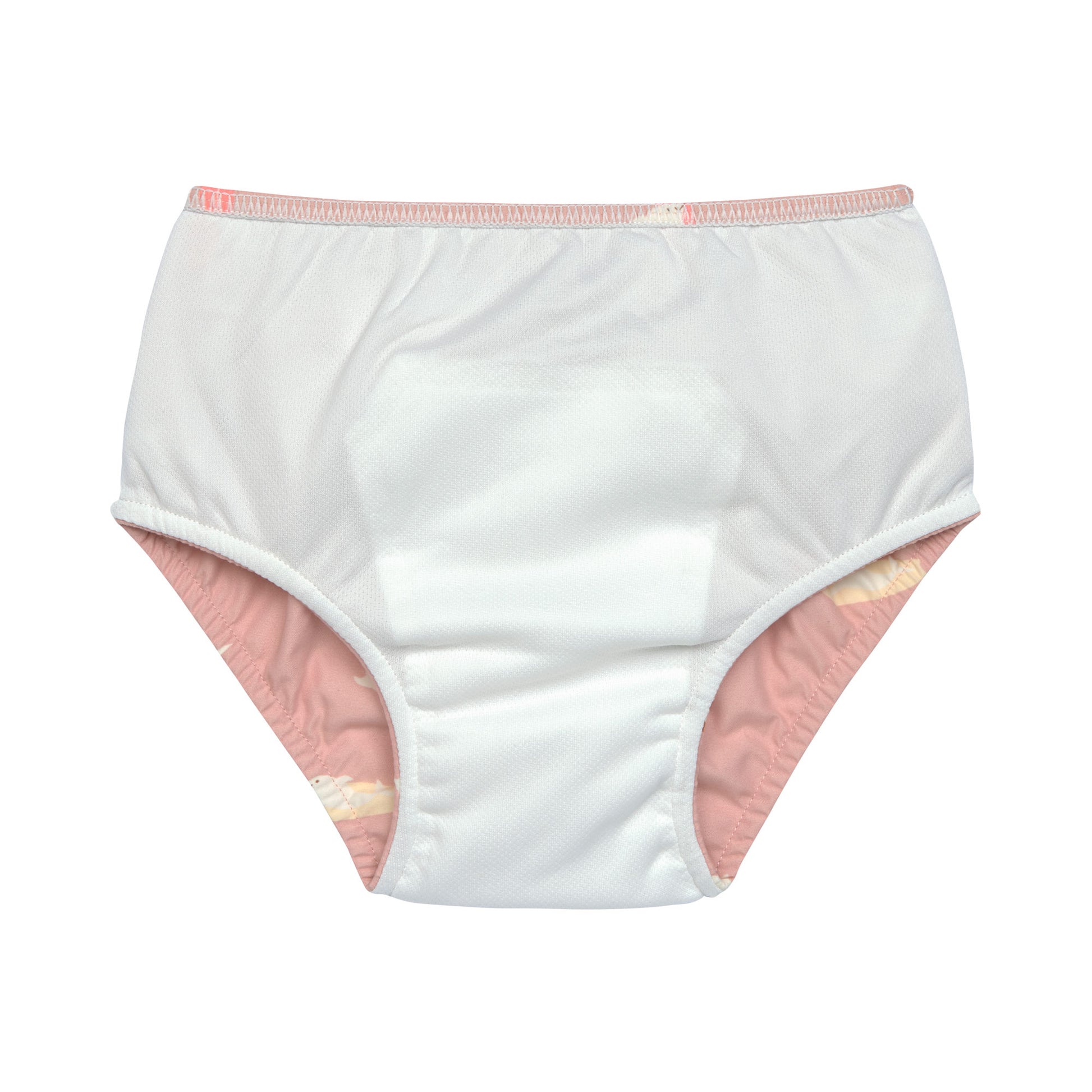 Die rosa Baby Schwimmwindel mit Delphin Print bietet eine schöne und umweltfreundliche Alternative zur Einwegwindel. Ihr saugfähiges Innenfutter hält die Kinderhaut trocken und größere Missgeschicke im Wasser auf. Geeignet von 3 Monaten bis 3 Jahren.