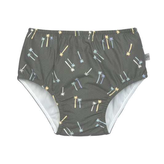 Die olivgrüne Baby Schwimmwindel mit Palms Print bietet eine schöne und umweltfreundliche Alternative zur Einwegwindel. Ihr saugfähiges Innenfutter hält die Kinderhaut trocken und größere Missgeschicke im Wasser auf. Geeignet von 3 Monaten bis 3 Jahren.