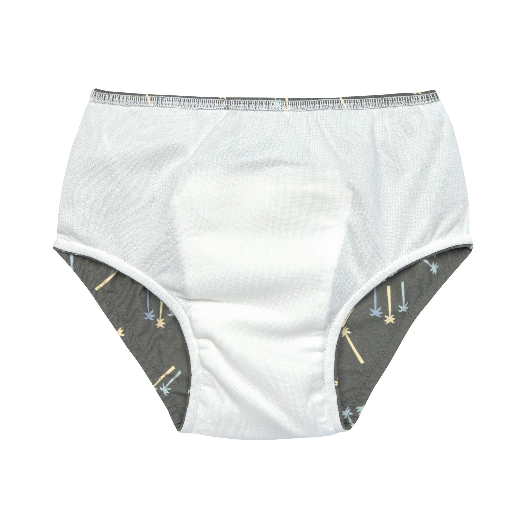 Die olivgrüne Baby Schwimmwindel mit Palms Print bietet eine schöne und umweltfreundliche Alternative zur Einwegwindel. Ihr saugfähiges Innenfutter hält die Kinderhaut trocken und größere Missgeschicke im Wasser auf. Geeignet von 3 Monaten bis 3 Jahren.