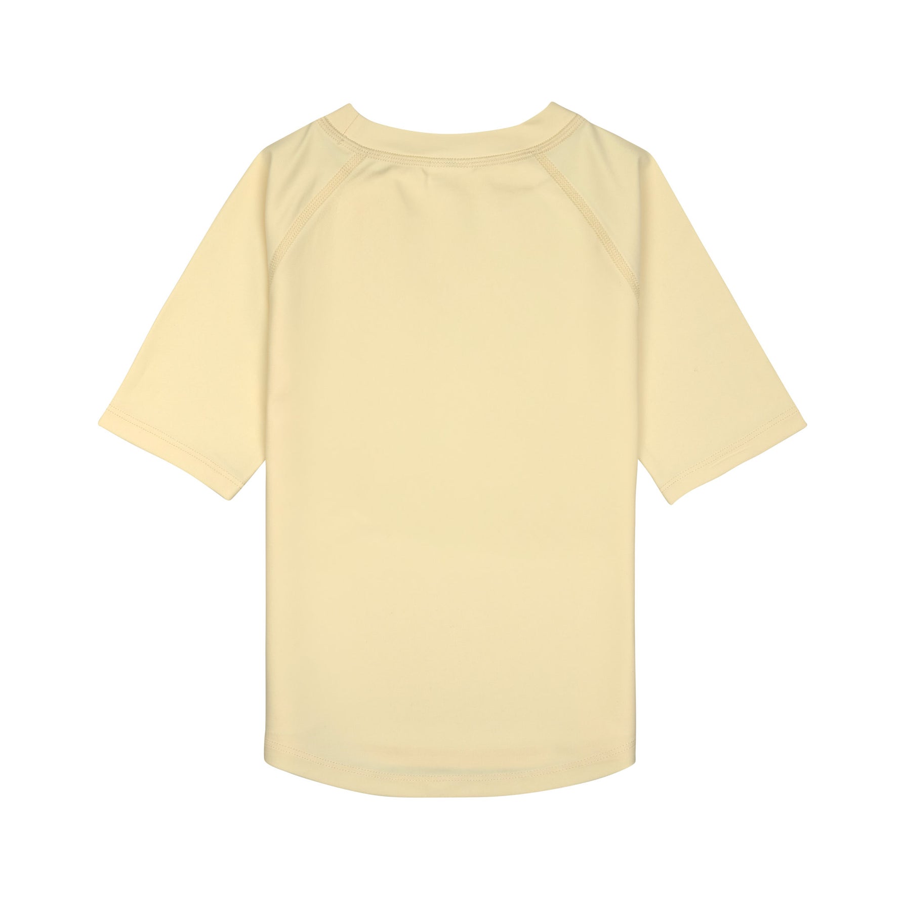 Das gelbe, kurzärmelige Kinder UV Shirt mit UV-Schutz 60 kommt mit einem Surfboard Print und extra weichem Stoff. Das atmungsaktive und schnelltrocknende Material sorgt für eine angenehme Passform und Badespaß. Geeignet von 3 Monaten bis 3 Jahren.