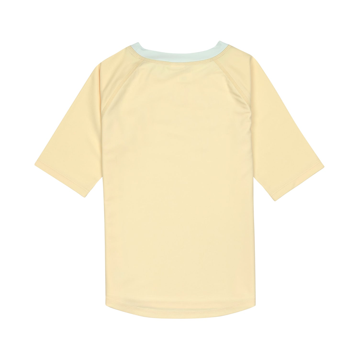 Das gelbe, kurzärmelige Kinder UV Shirt mit UV-Schutz 60 kommt mit einem Sunshine Print und extra weichem Stoff. Das atmungsaktive und schnelltrocknende Material sorgt für eine angenehme Passform und Badespaß. Geeignet von 3 bis 6 Jahren.