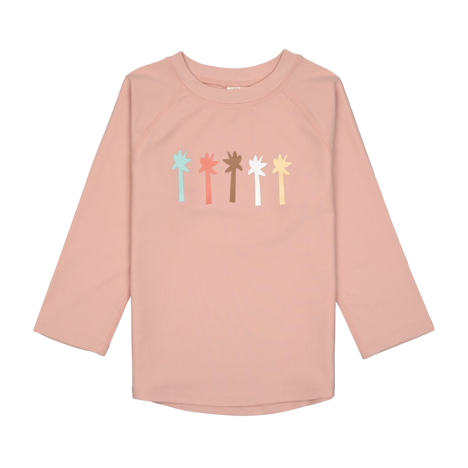 Das rosa, langärmelige Kinder UV Shirt mit UV-Schutz 60 kommt mit einem Palmen Print und extra weichem Stoff. Das atmungsaktive und schnelltrocknende Material sorgt für eine angenehme Passform und Badespaß. Geeignet von 3 Monaten bis 3 Jahren.