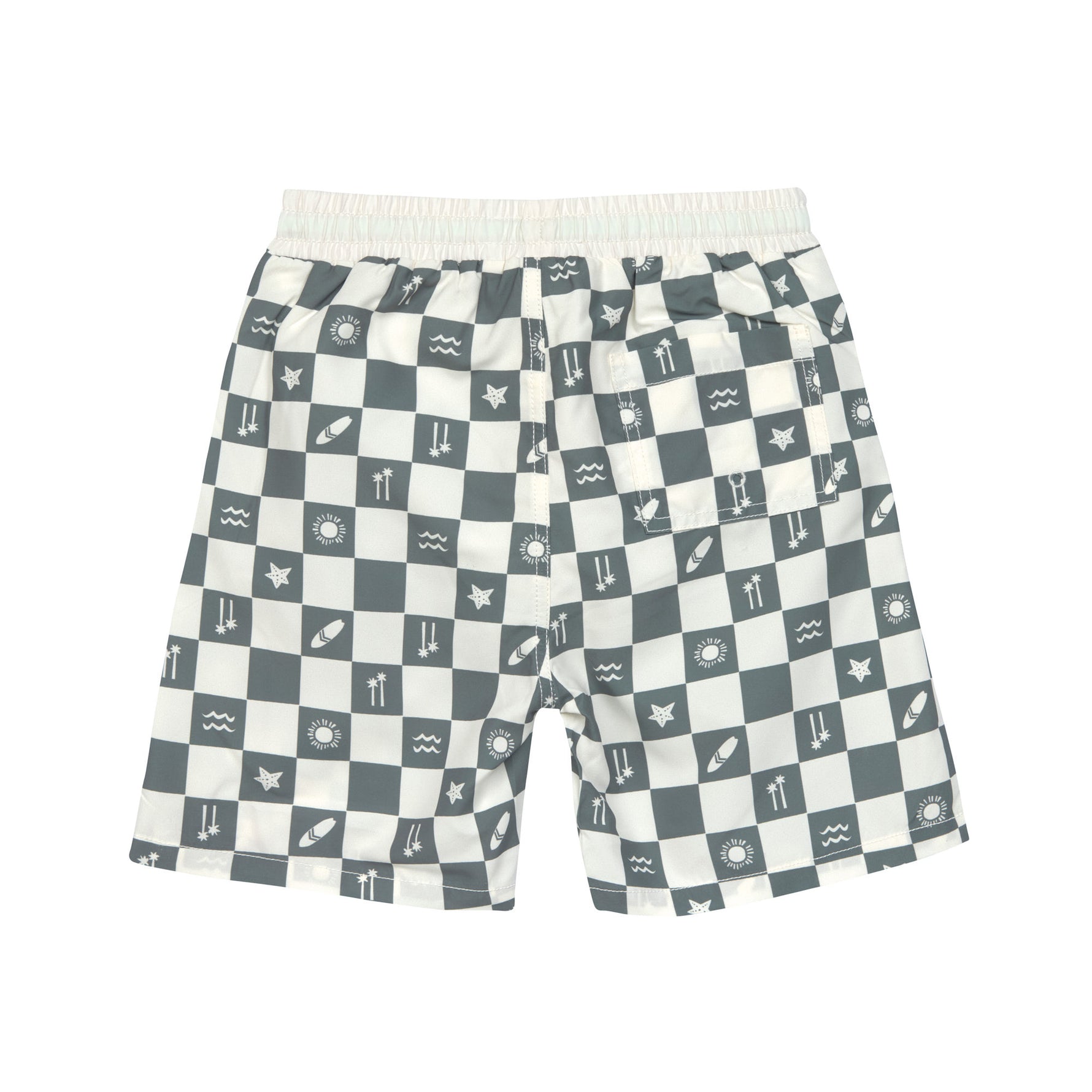 Die lange, grün karierte UV Badehose für Kinder (3 - 6 Jahre) mit UV Schutz 80 sorgt für einen stylishen Surfer Look auf dem Badeausflug. Der elastische Bund und der Kordelzug garantieren ein angenehmes Tragegefühl.