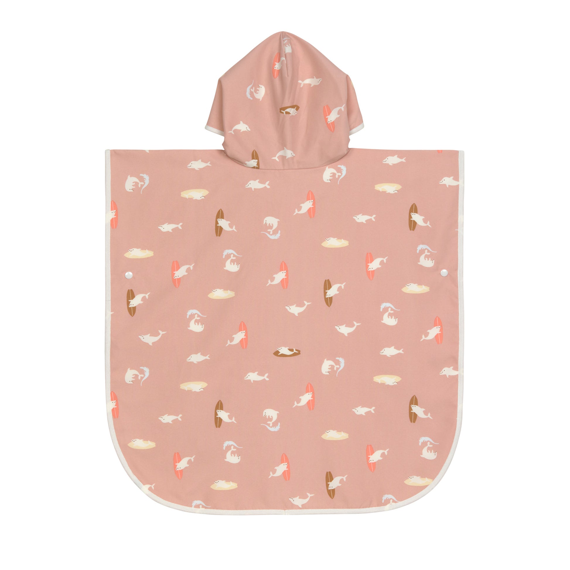 Der kuschelige Kinder UV Badeponcho im Dolphin peach Design mit UV-Schutz 80 hält nach dem Planschen wunderbar warm. Die Mikrofaser-Außenseite vom Beach Poncho schützt vor Wind, seine Frottee-Innenseite nimmt Feuchtigkeit auf. Geeignet bis 3 Jahre.