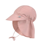 Der rosafarbene Kinder Sonnenhut mit extra langem Nackenschutz und UV-Schutz 80 schützt den Kopf, Nacken und die Augen von Babys und Kleinkindern. Das schnelltrocknende Obermaterial und sommerliche Farben sorgen für unbeschwerte Sommertage.