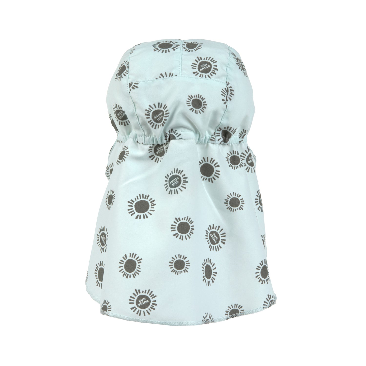 Der mintgrüne Sonnenhut mit extra langem Nackenschutz und UV-Schutz 80 schützt den Kopf, Nacken und die Augen von Babys und Kleinkindern. Das niedliche Sunshine Design und das schnelltrocknende Obermaterial sorgen für unbeschwerte Sommertage.