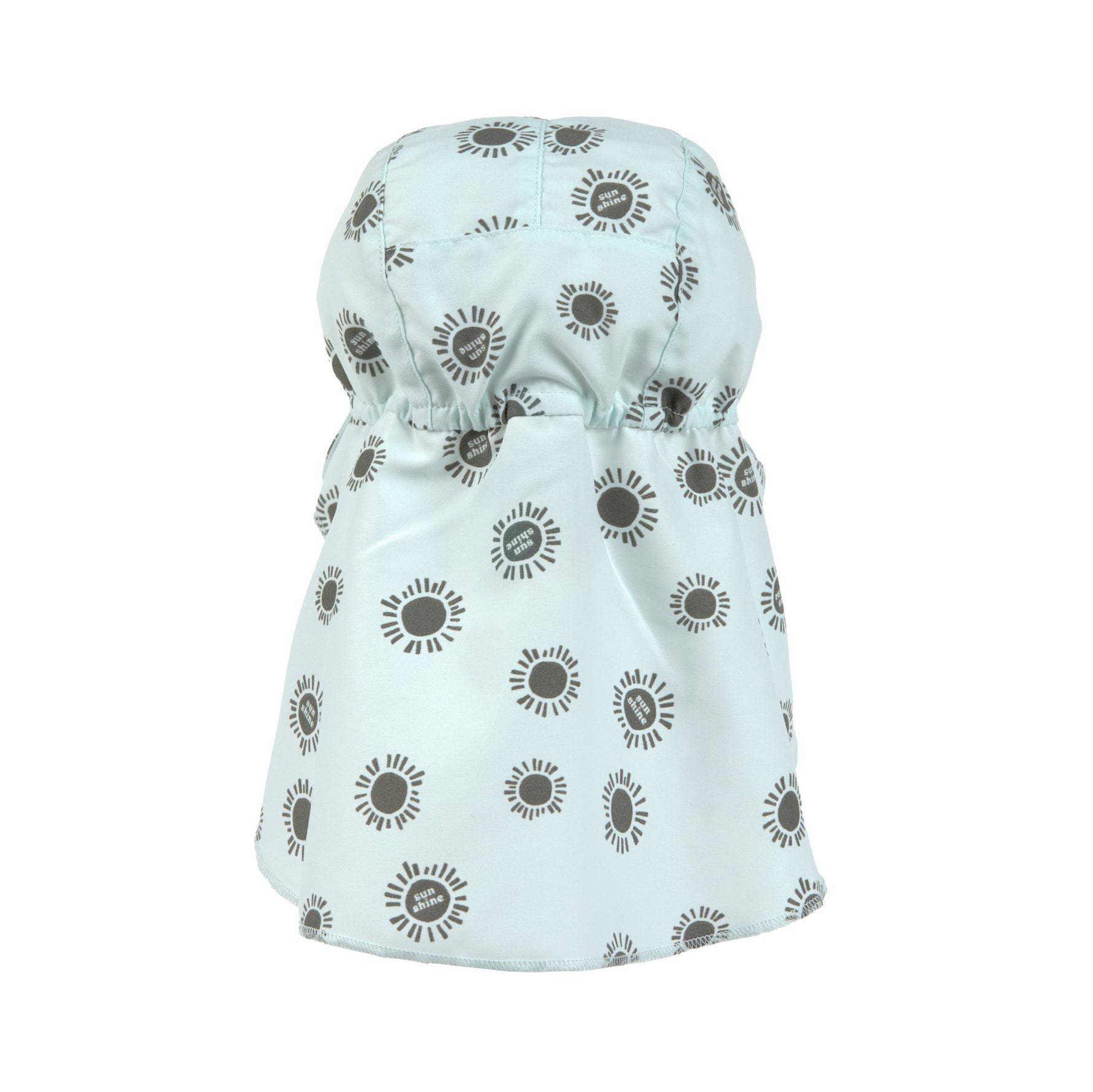 Der mintgrüne Sonnenhut mit extra langem Nackenschutz und UV-Schutz 80 schützt den Kopf, Nacken und die Augen von Babys und Kleinkindern. Das niedliche Sunshine Design und das schnelltrocknende Obermaterial sorgen für unbeschwerte Sommertage.