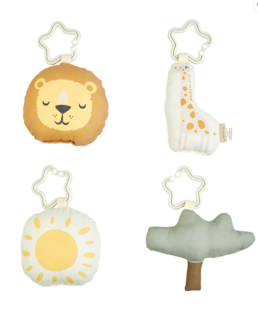 Der Spielbogen Safari bietet Babys eine sichere und anregende Spielumgebung. Mit weicher, gepolsterter Decke und abnehmbaren Figuren fördert er motorische Fähigkeiten und Sinneswahrnehmung. Integrierte Knister-, Rassel- und Quietschelemente stimulieren die Sinne.