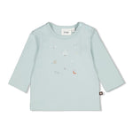 hellblaues Langarmshirt mit dezentem Aufdruck