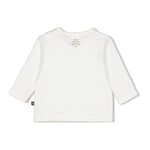 weißes Langarmshirt mit Weltkugelaufdruck vorne