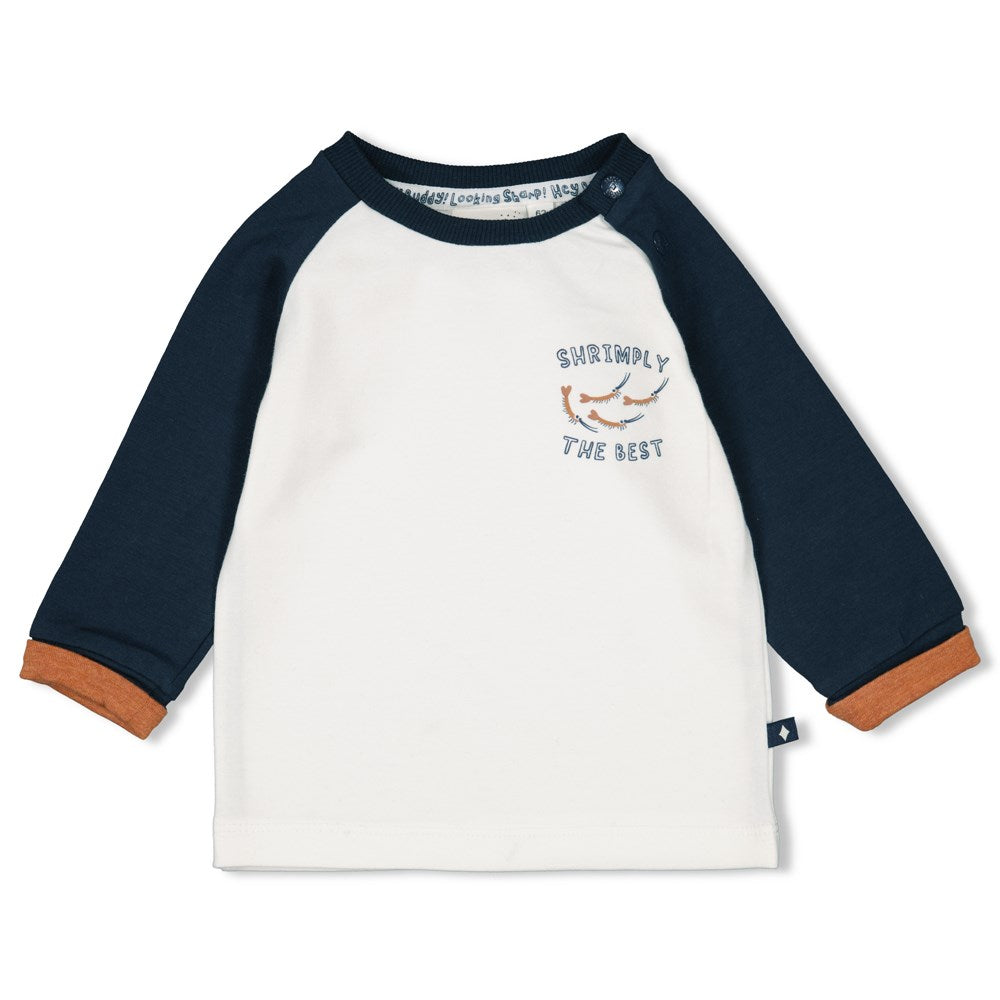 langarm Shirt weiß mit dunkelblauen Ärmeln