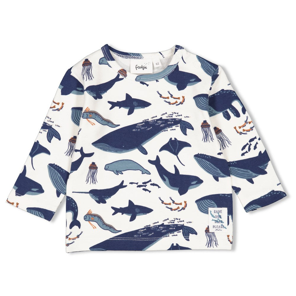 gemustertes langarm Shirt mit Walen