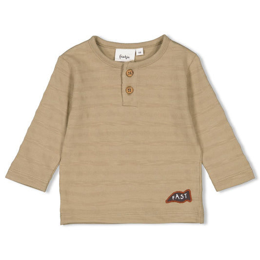 beiges langarm Shirt mit Knöpfen