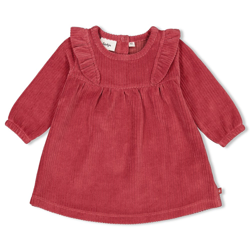Dieses gerippte Kleid aus der Kollektion You are So Sweet von Feetje ist perfekt für alle kleinen Mädchen, die süße und verspielte Outfits lieben. Der weiche Samtstoff sorgt für einen bequemen Sitz und die gerippte Textur verleiht dem Kleid einen edlen Touch. Ein absolutes Must-Have für jede kleine Fashionista.