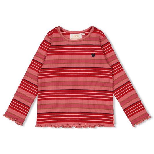 Das gerippte Langarmshirt mit rosa-roten Streifen aus der Queen Of Hearts Kollektion von Jubel bietet dir Komfort und einen charmanten Look für jeden Tag.