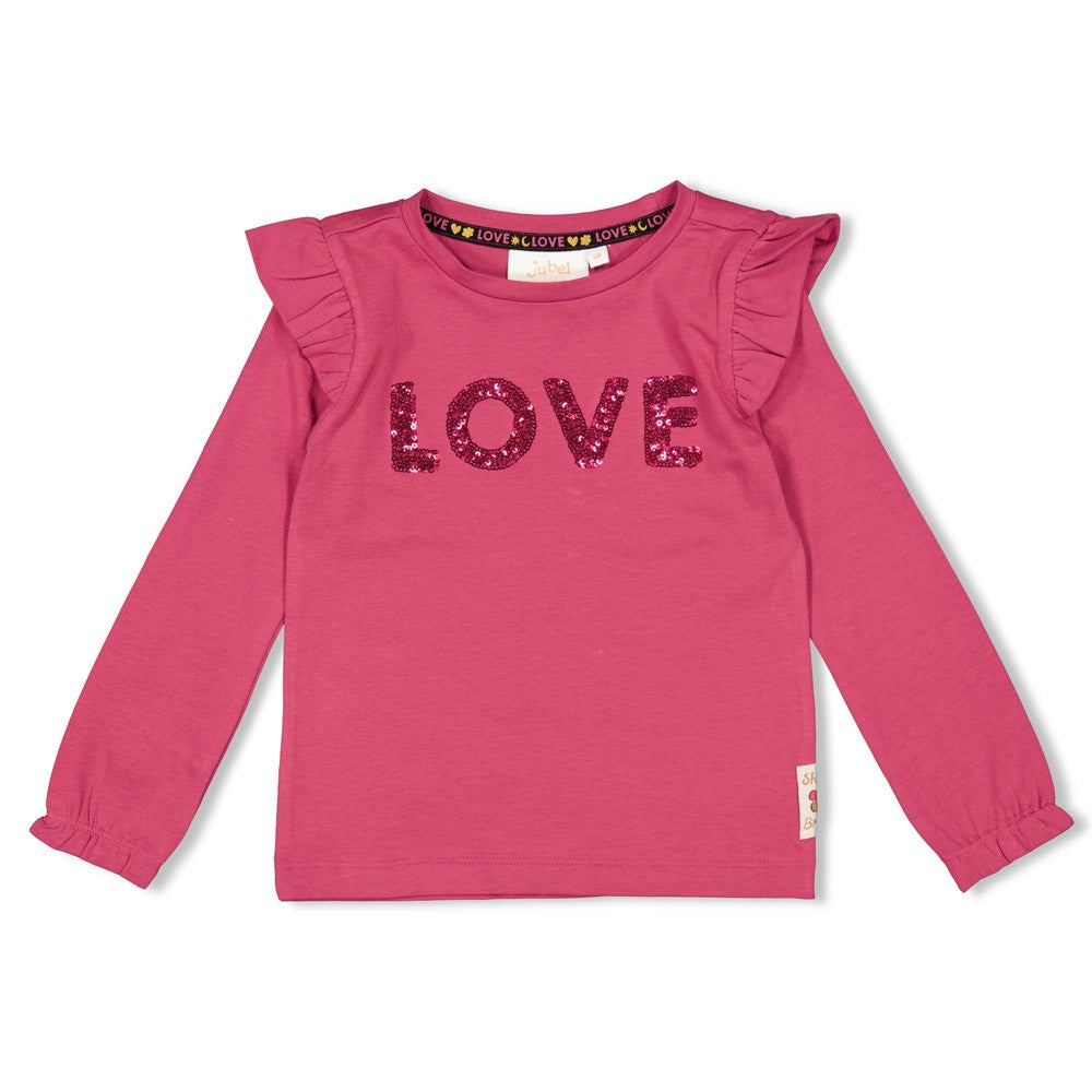 Dieses rosa Langarmshirt mit funkelndem Love-Aufdruck stammt aus der Shine Bright Kollektion von Jubel und bringt strahlenden Glanz in deinen Alltag.