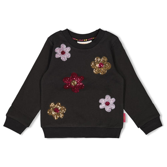 Dieser Sweater von Jubel besticht durch ein florales Muster aus funkelnden Pailletten.

