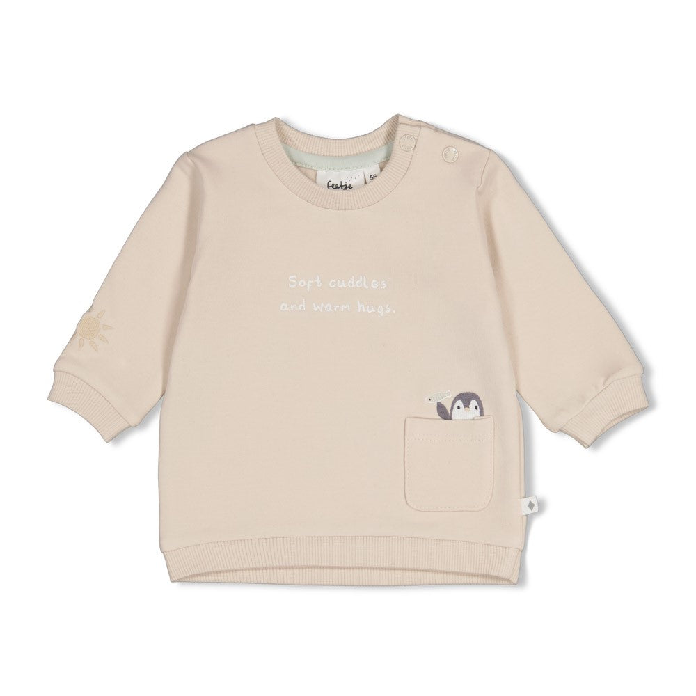 Kuschelig weicher Sweater mit niedlichem Pinguin-Design. Der Sweater aus hochwertigem French Terry bietet maximalen Tragekomfort und ist perfekt für gemütliche Tage. Das elastische Material passt sich der Bewegungsfreiheit an und sorgt für lang anhaltende Qualität. Ideal für kleine Entdecker, die Wert auf Stil und Komfort legen.